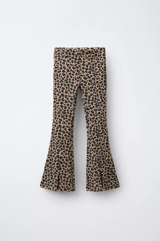 RIBBED FLARE ANIMAL PRINT LEGGINGS | Zara US