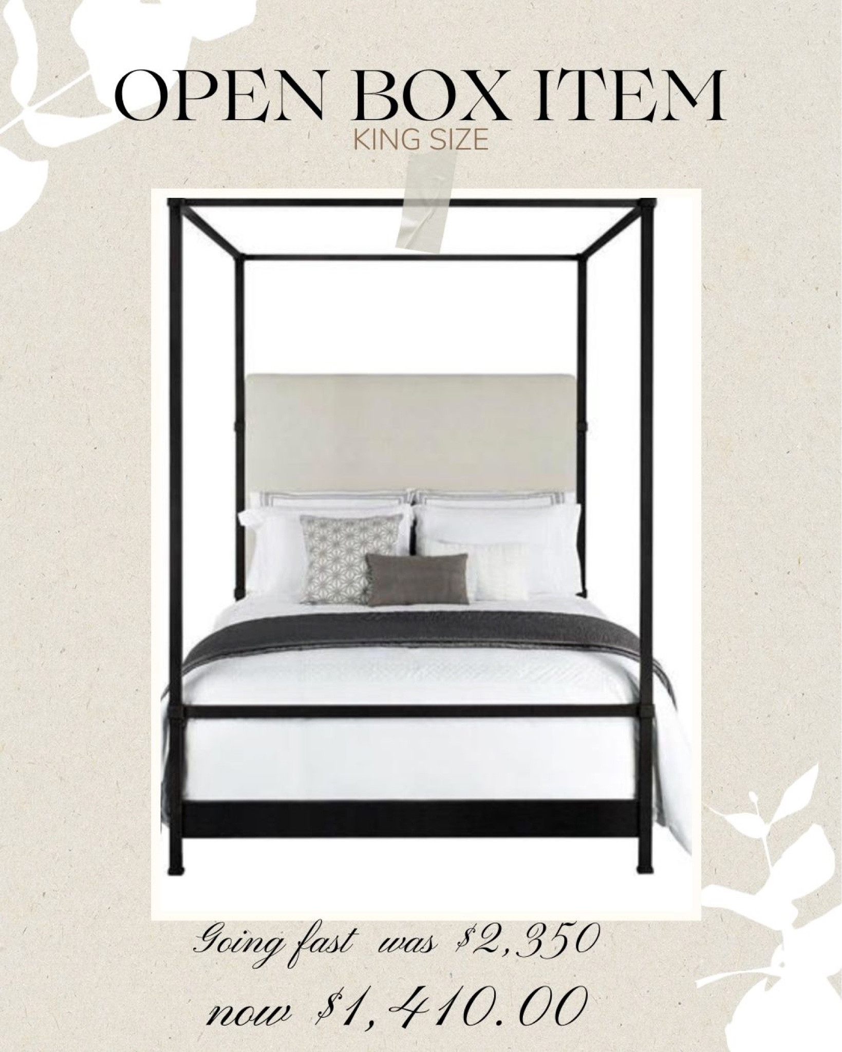 Major markdown on this king sized canopy bed. 

#canopybed #bedsale  #primarybedroom #primarybedroomdesign #masterbedroomdecor #moderntimelessdesign #wallpaperdecor #bedroommakeover #bedroomwall #bedroomwallpaper

#LTKSale #LTKFind #LTKhome
