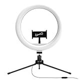 Supersonic SC-1210SR PRO Live Stream 10-inch LED Selfie Ring Light with Stand and 360° Phone Holder, 3 Color Modes, 10 Brightness Levels, USB Powered, in-Line Control, Tiktok/YouTube/Zoom Meeting | Amazon (US)