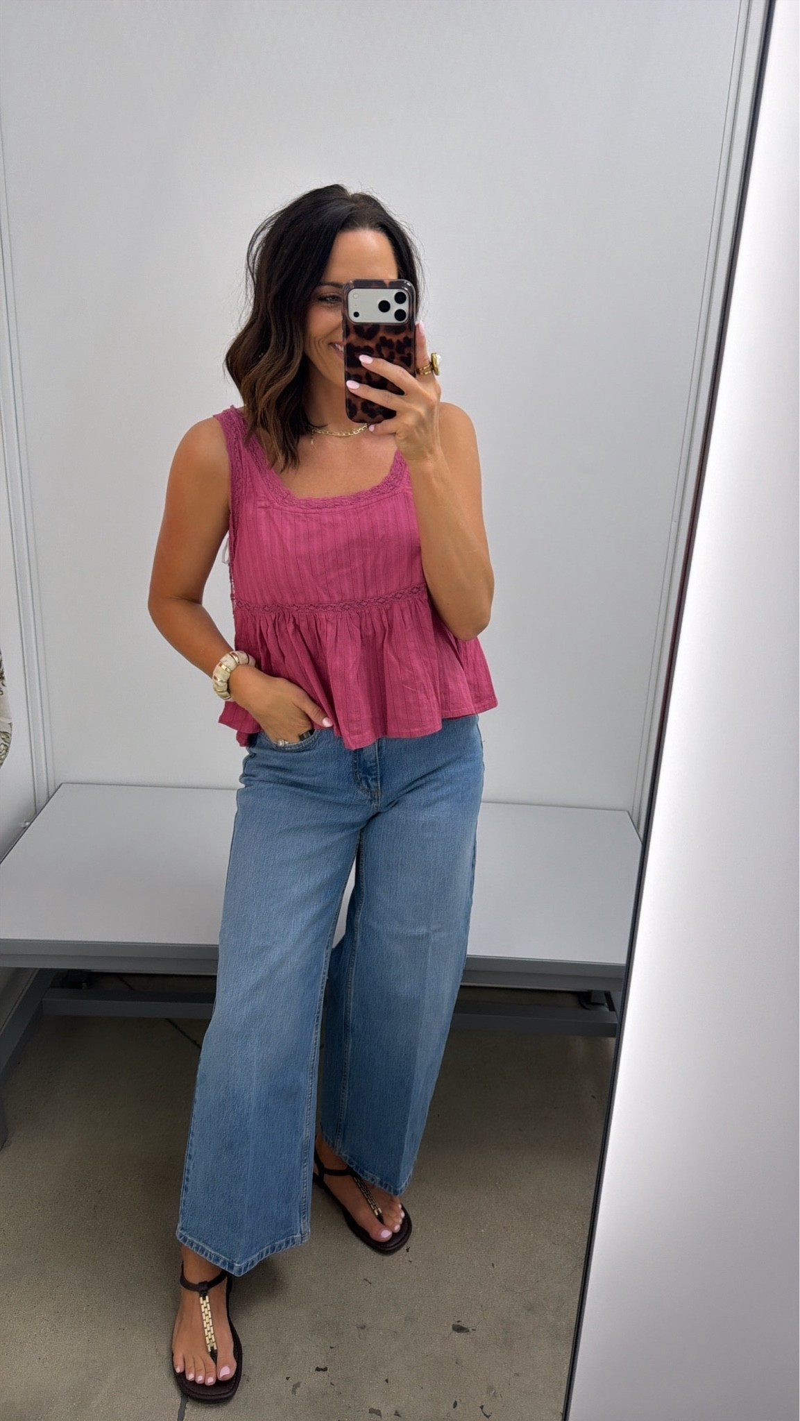 This top is SUCH a cute summer find 💗 I love the flowy fit and little feminine details — it gives that effortless boutique look without the boutique price. Paired with relaxed denim makes it the perfect easy everyday outfit. 

The jeans are super flattering and comfy, and this whole look feels casual but still really put together. Perfect for errands, lunch dates, shopping days, or casual summer nights ☀️ Walmart has seriously had some hidden gems lately. 

Size XS, 5’3 for reference