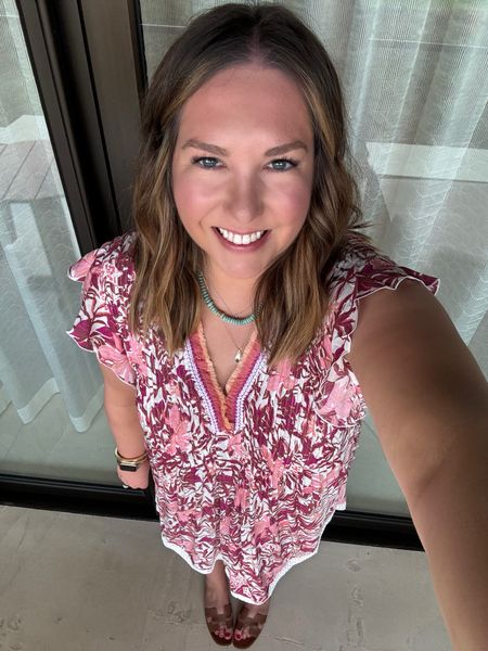 Another day another Cabo outfit. I love resort wear so dressing on vacation or in nice weather makes me so happy. This dress is always a no brainer for me. I have it in a few prints and absolutely love this pink version. I paired it with a fun turquoise layered necklace and simple sandals to finish it  

#LTKtravel #LTKshoecrush #LTKstyletip