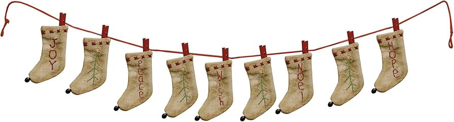 Primitives by Kathy Tiny Stitched Stocking Garland | Amazon (US)