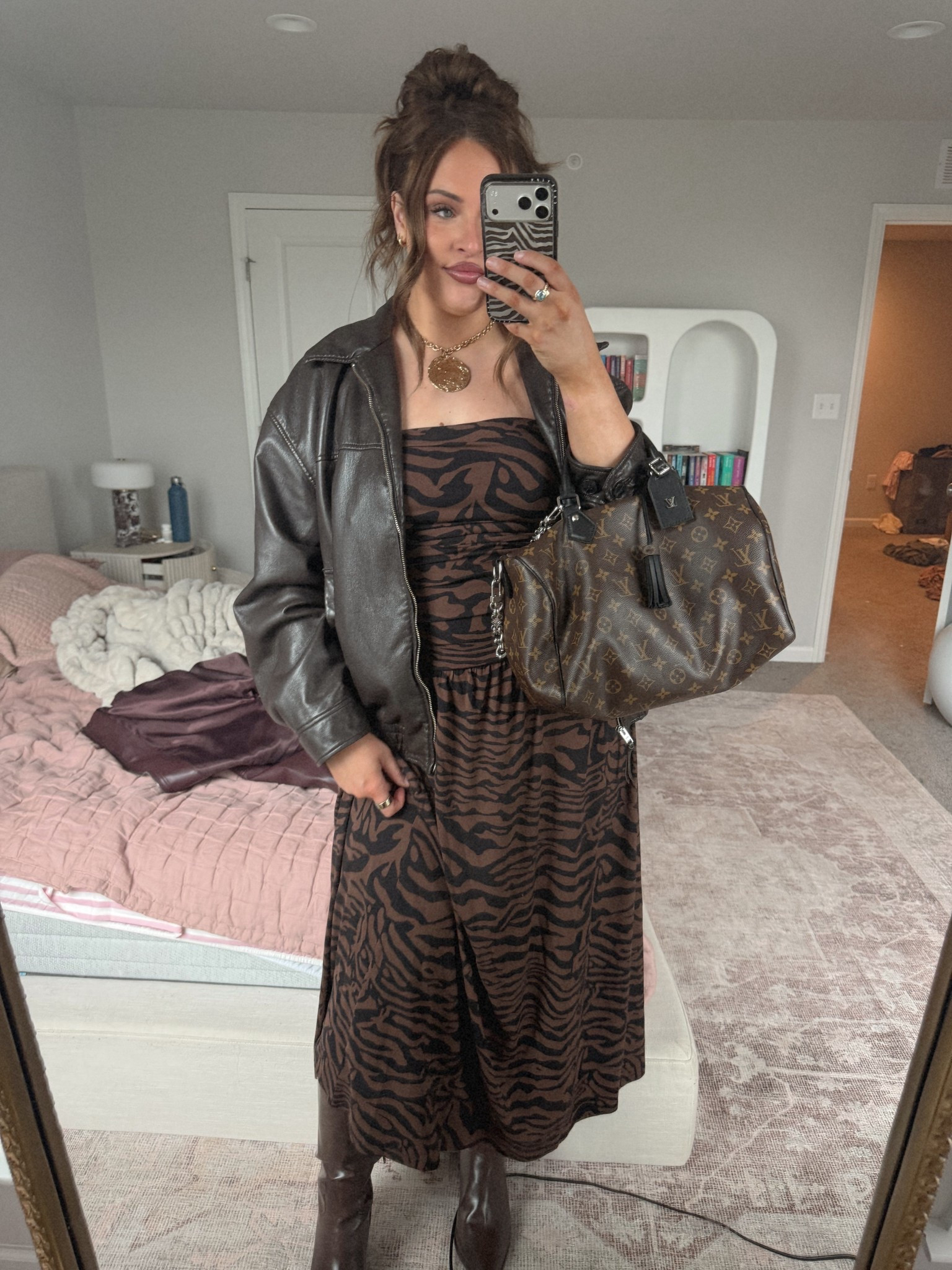 Wearing a large dress! 