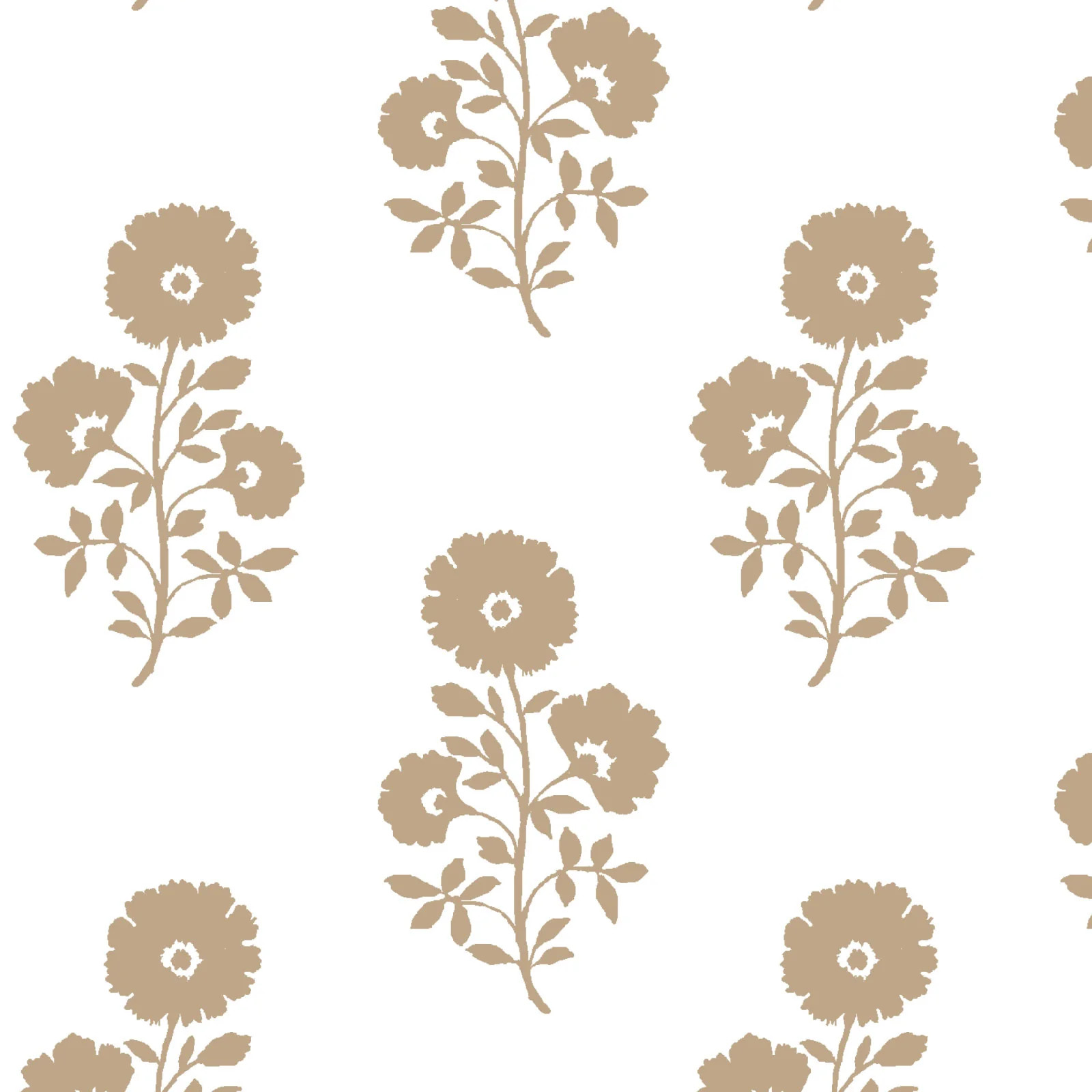 Julia Floral Fabric in Camel on White | Brooke and Lou