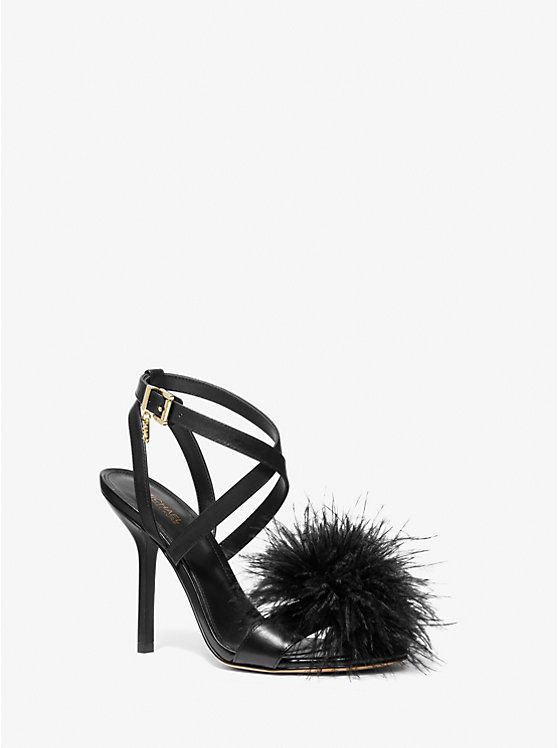 Whitby Feather Trim Leather Sandal | Michael Kors US