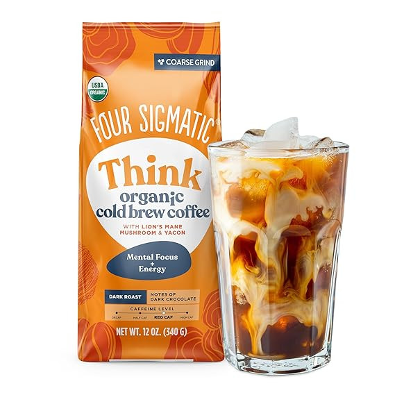 FOUR SIGMATIC Organic Cold Brew Coffee Grounds by Four Sigmatic | Dark Roast, Fair Trade Coarse G... | Amazon (US)