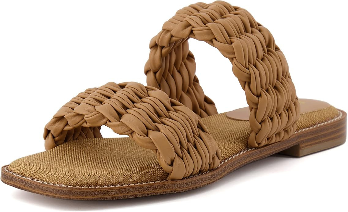 CUSHIONAIRE Women's Vibe braided two band sandal +Memory Foam, Wide Widths Available | Amazon (US)