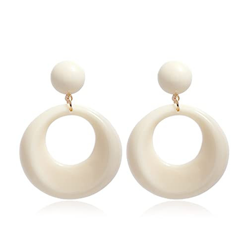 70s Earrings for Women White Acrylic Earrings Acrylic Leopard Earrings Dangle Simple Retro 70s Jewelry (White-02) | Amazon (US)