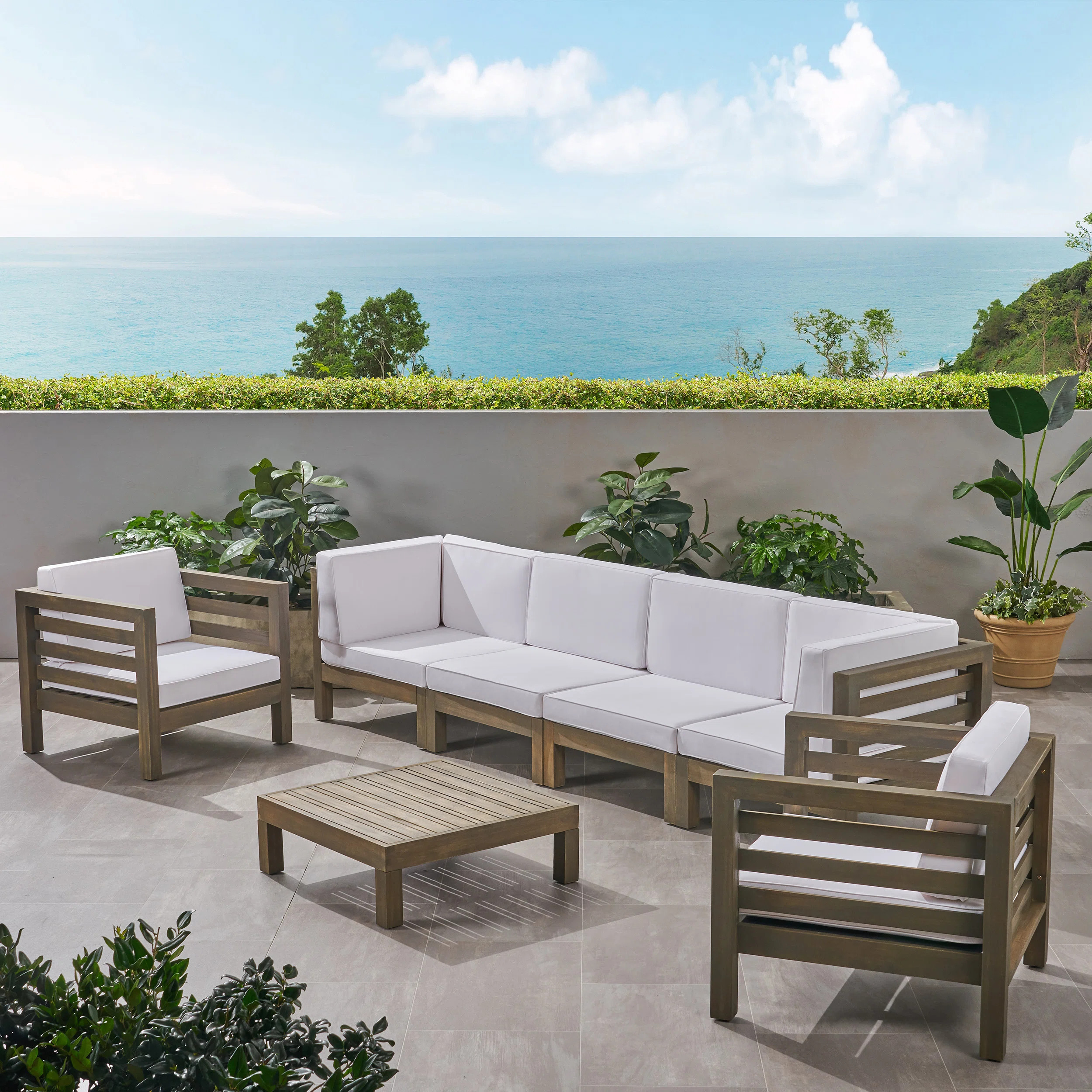 Maher Acacia 6 - Person Patio Conversation Sets with Cushions | Wayfair North America