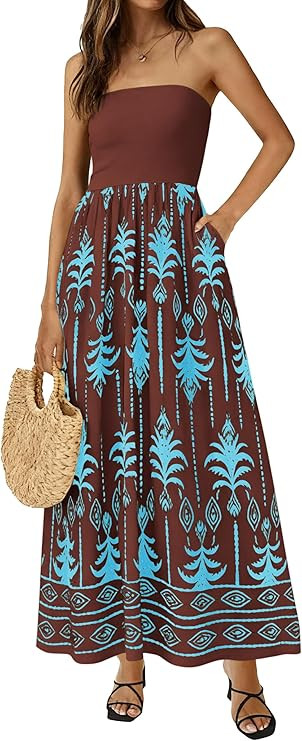 PRETTYGARDEN Women's Strapless Maxi Dress 2026 Summer Floral Tube Top Dress Long Flowy Boho Beach... | Amazon (US)