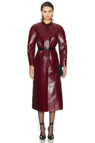 TOM FORD Leather Duchesse Biker Coat in Red | FWRD 