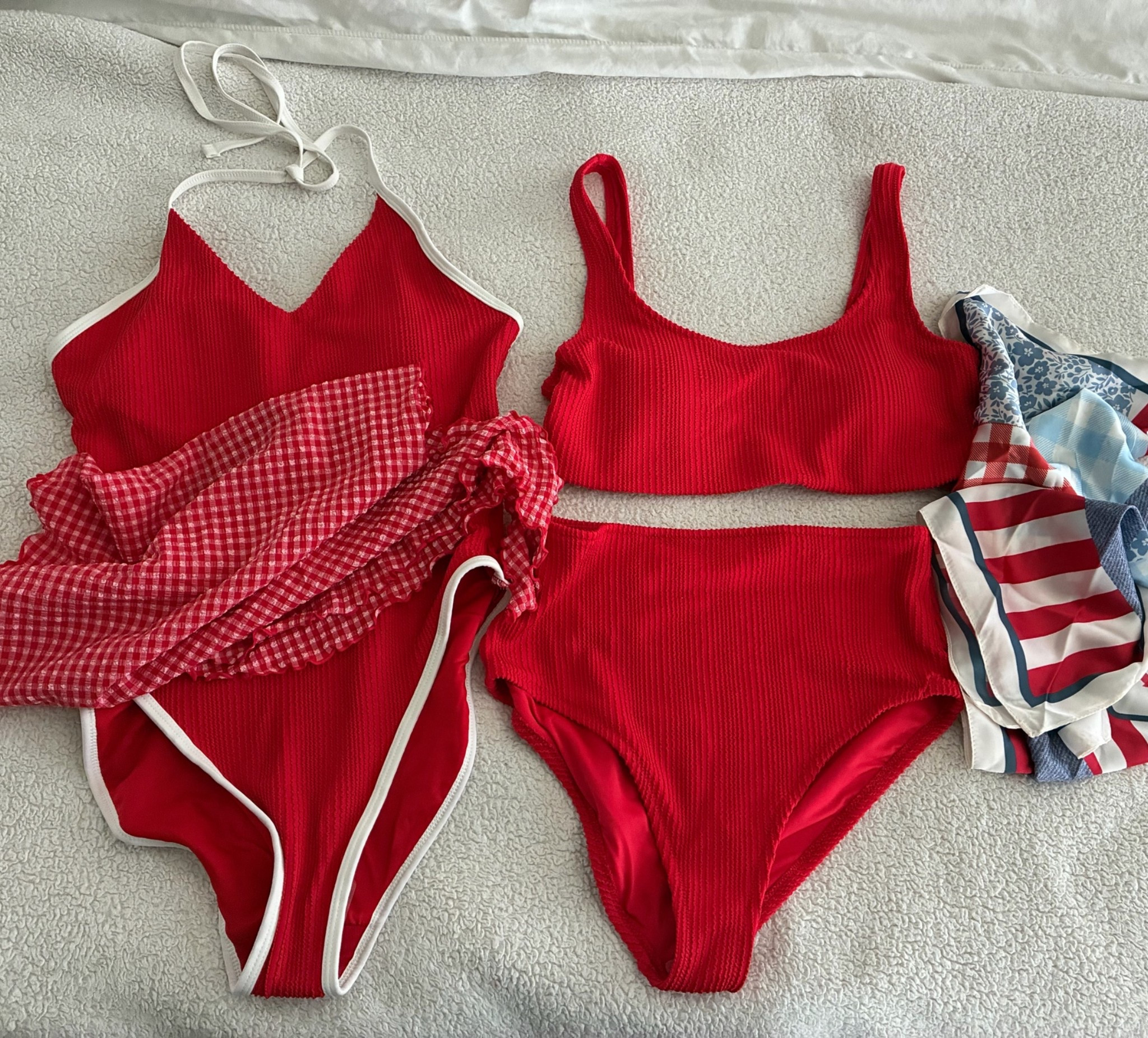Red swim 60% off today! Perfect for mom life and feeling held in! 

TTS
Large in bikini top
Small in bikini bottom
M in one piece
Size down 1-2 in oversized button down (I’m using as a coverup) 

Red bikini, red swimsuit, mom friendly swim, Americana, old navy, swim

#LTKmomlife #LTKSwim #LTKPetite