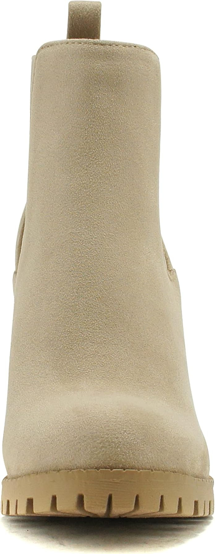 Soda Glove - Ankle Boot w/Lug Sole Elastic Gore and Chunky Heel | Amazon (US)