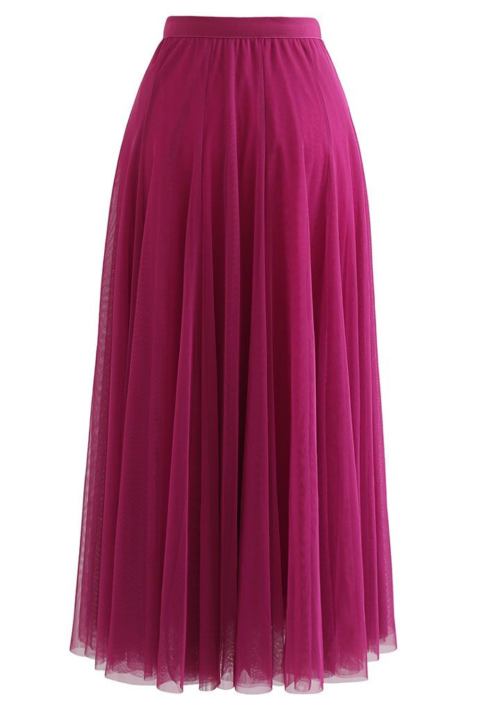 My Secret Garden Tulle Maxi Skirt in Magenta | Chicwish
