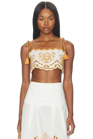 Blouse Top in Tropi Embroidery Off-white | Revolve Clothing (Global)