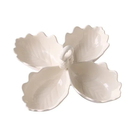 Better Homes & Gardens Cream Figural 4-Leaf Stoneware Sectional Serving Bowl, 10" | Walmart (US)