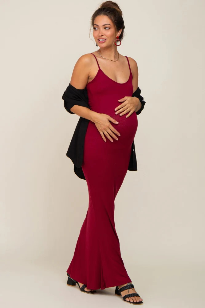 Burgundy Basic Maternity Maxi Dress | PinkBlush Maternity