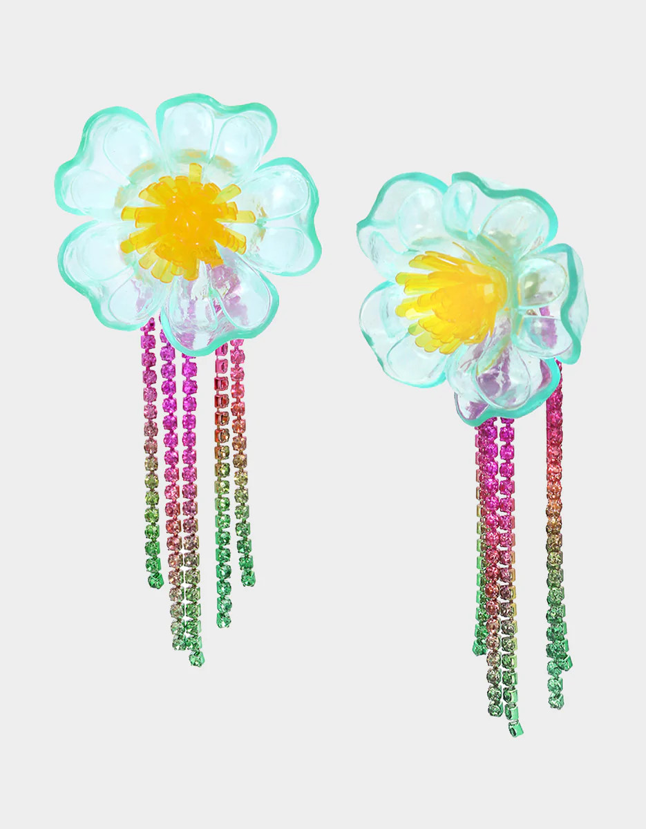 BETSEYS POOL PARTY FLOWER CHANDELIER EARRINGS MULTI | Betsey Johnson