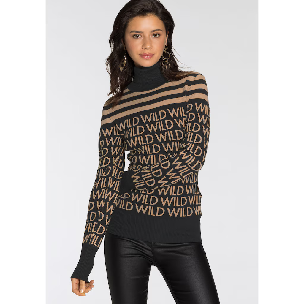 Melrose Rollkragenpullover, mit Streifen und Wording | Baur Global