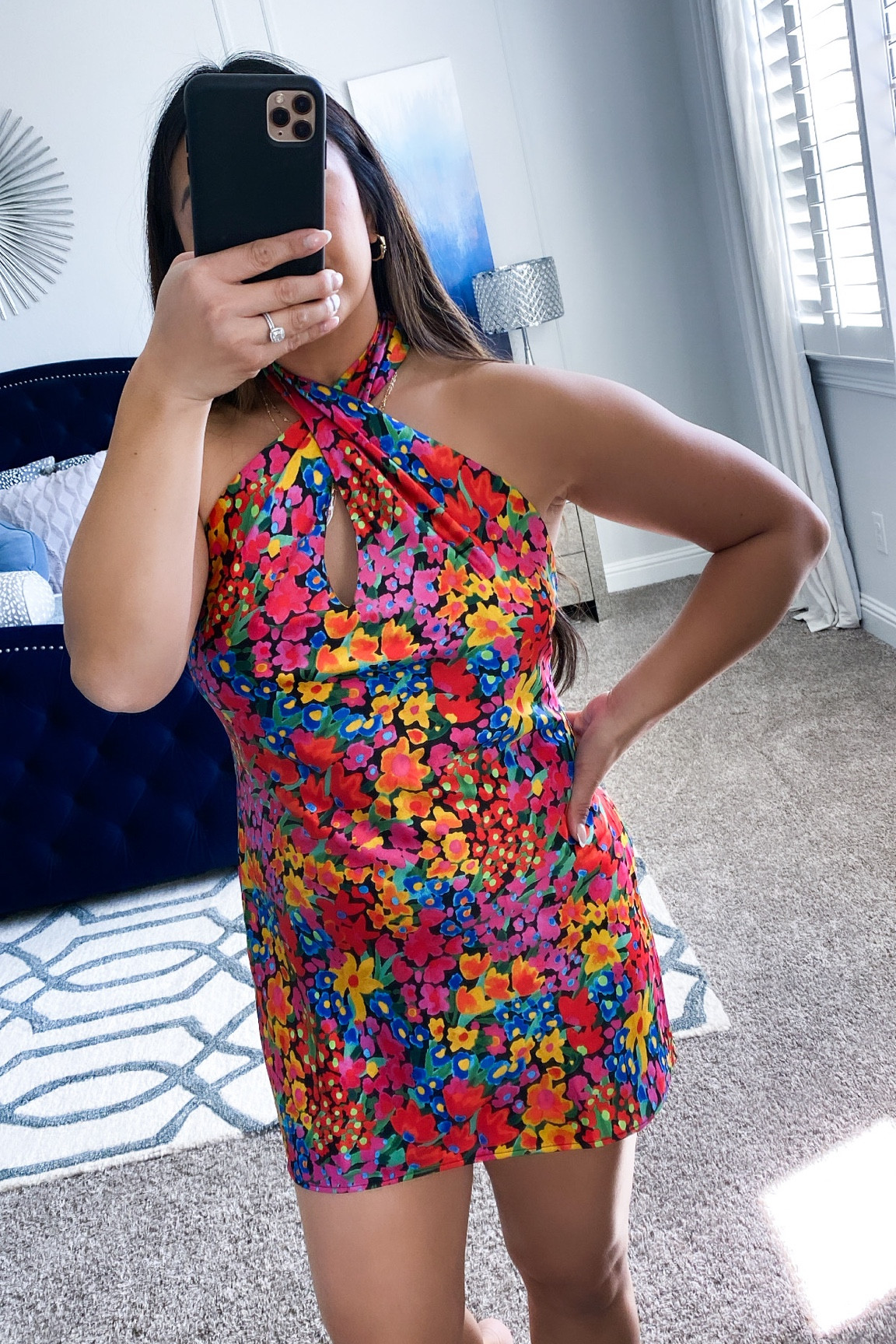 Floral mini dress. I’m going to exchange this small for a medium 