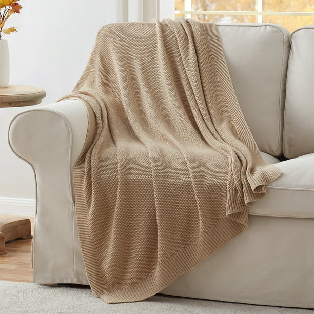 My Texas House Hazel Chunky Knit Solid Cotton Throw, 50 x 60, Taupe - Walmart.com | Walmart (US)