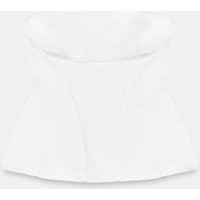 Zara - Strapless Peplum Top - Oyster-White - Xs - Woman | Zara US