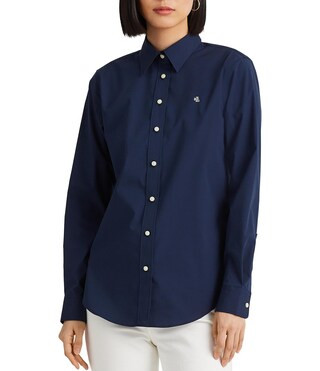 Lauren Ralph Lauren Easy Care Point Collar Long Sleeve Cotton Blend Shirt | Dillard's | Dillard's