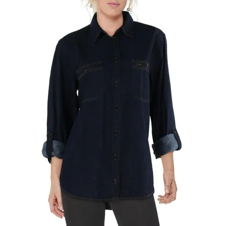 Lauren Ralph Lauren Womens Cotton Long Sleeve Button-Down Top | Walmart (US)