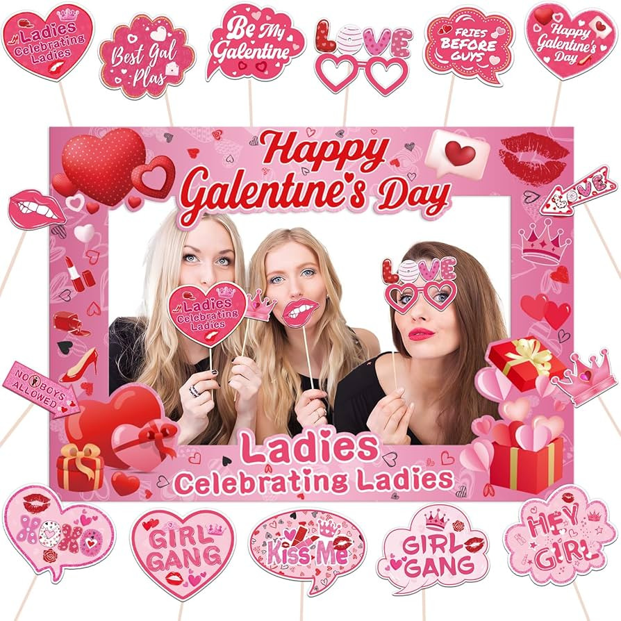 Galentines Day Decorations Photo Booth Props 16pcs Happy Galentines Day Decorations Photo Props f... | Amazon (US)