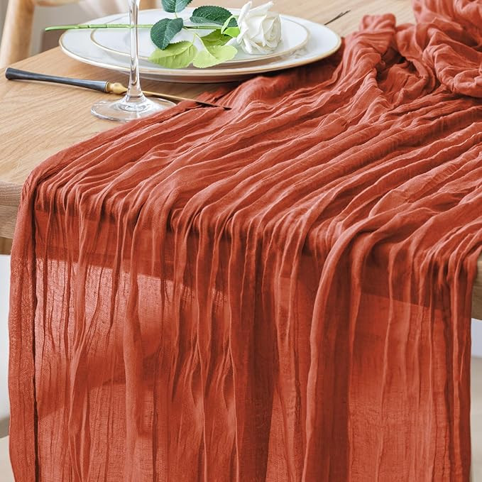 Table Runner Cheesecloth 10FT Terracotta Boho Gauze Cheese Cloth Rustic Sheer Table Runners for W... | Amazon (US)