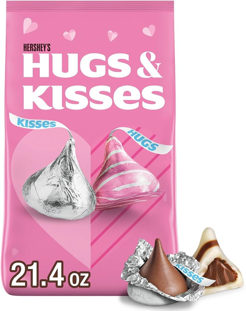 HERSHEY'S HUGS & KISSES Assorted Flavored, Valentine's Day Candy Bag | Amazon (US)