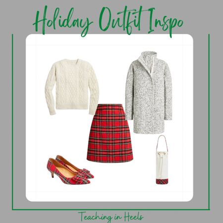 I know it’s a bit early, but this outfit has me feeling in the holiday spirit already! I love a matching moment and the heels with this skirt is just too cute to pass up! Not to mention the adorable wine bag to match the whole look. Love!! 

#LTKstyletip #LTKunder100 #LTKSeasonal