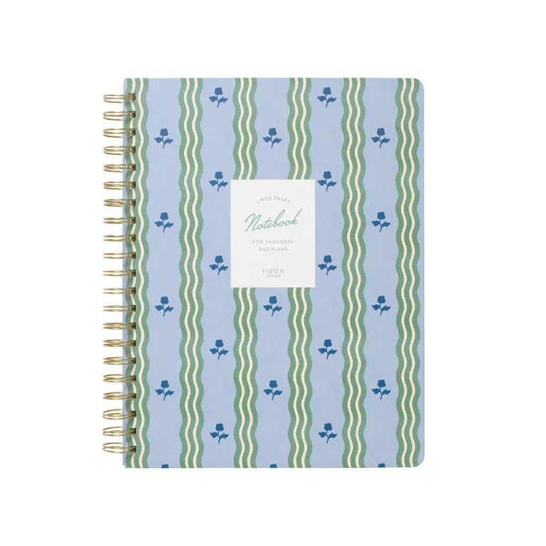 Papier To Go, College Ruled, Lined Notebook, Spiral, Hardcover, B5 Size - 7.1x 10", Stripe and Fl... | Walmart (US)
