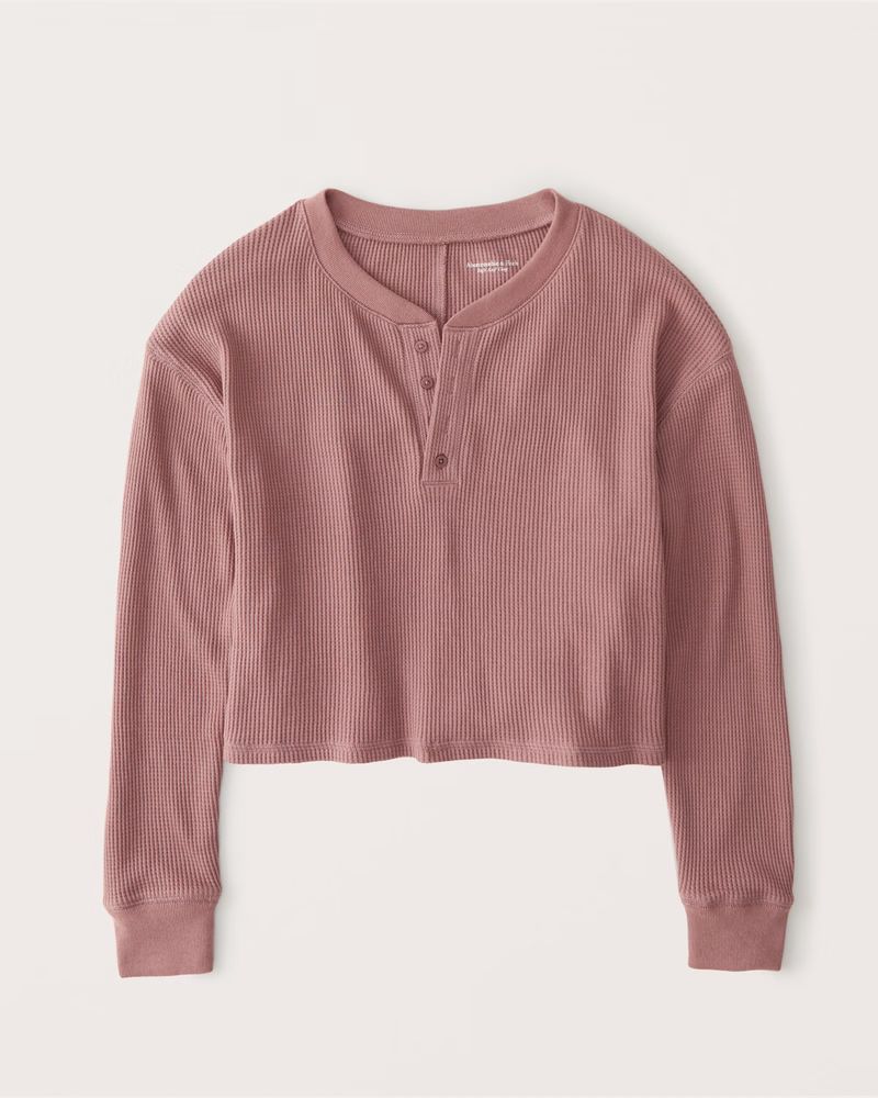 Women's Long-Sleeve Waffle Henley | Women's Tops | Abercrombie.com | Abercrombie & Fitch (US)