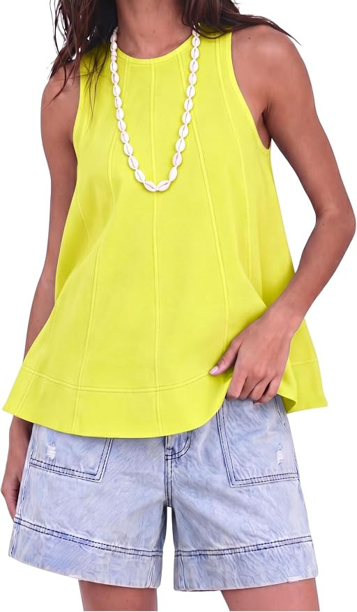 Xaspee Womens Tunic Tank Top High Neck Flowy Sleeveless Summer Blouse | Soft Cotton Tunic Tank To... | Amazon (US)