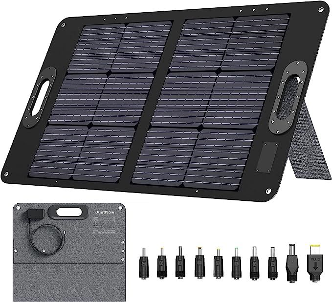 JustNow 100W Portable Solar Panel High Efficiency Foldable Kickstand Waterproof IP67 for Portable... | Amazon (US)