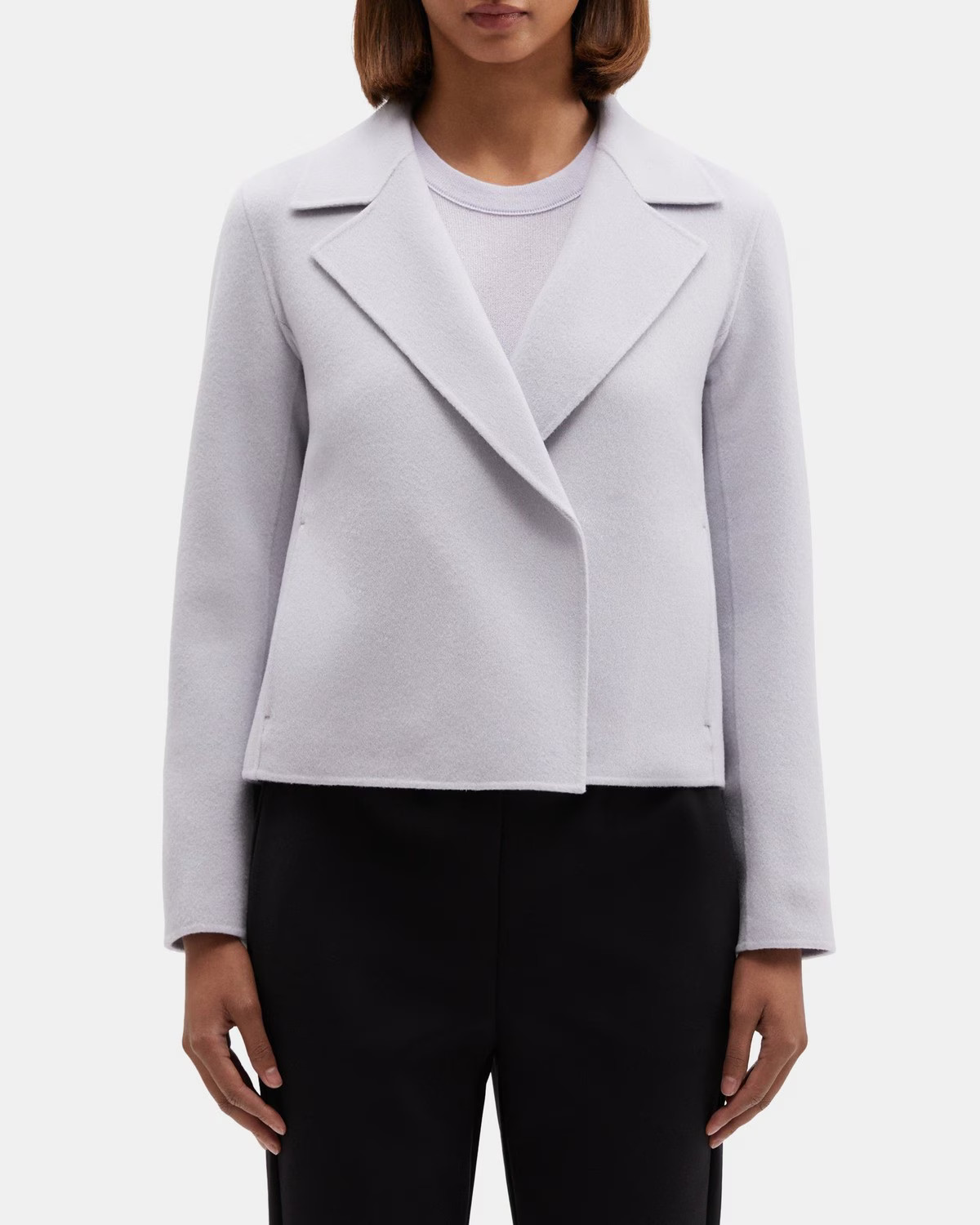 Double-Face Wool-Cashmere Cropped Open Front Jacket | Theory Outlet | Theory Outlet