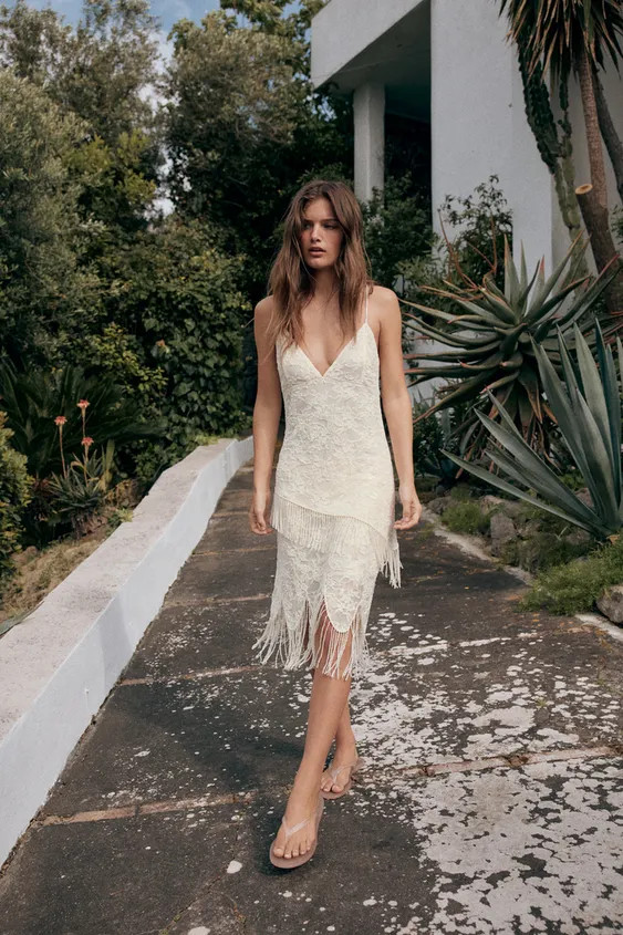 BEADED FRINGE LACE SKIRT | Zara US