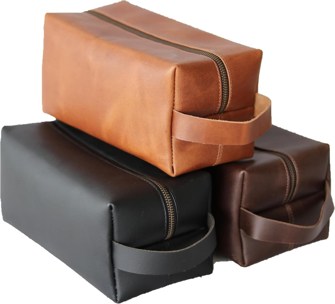 VELLAIRE Genuine Leather Toiletry Bag, Leather Dopp Kit For Mens Travel Toiletry Bag Mens Toiletr... | Amazon (US)