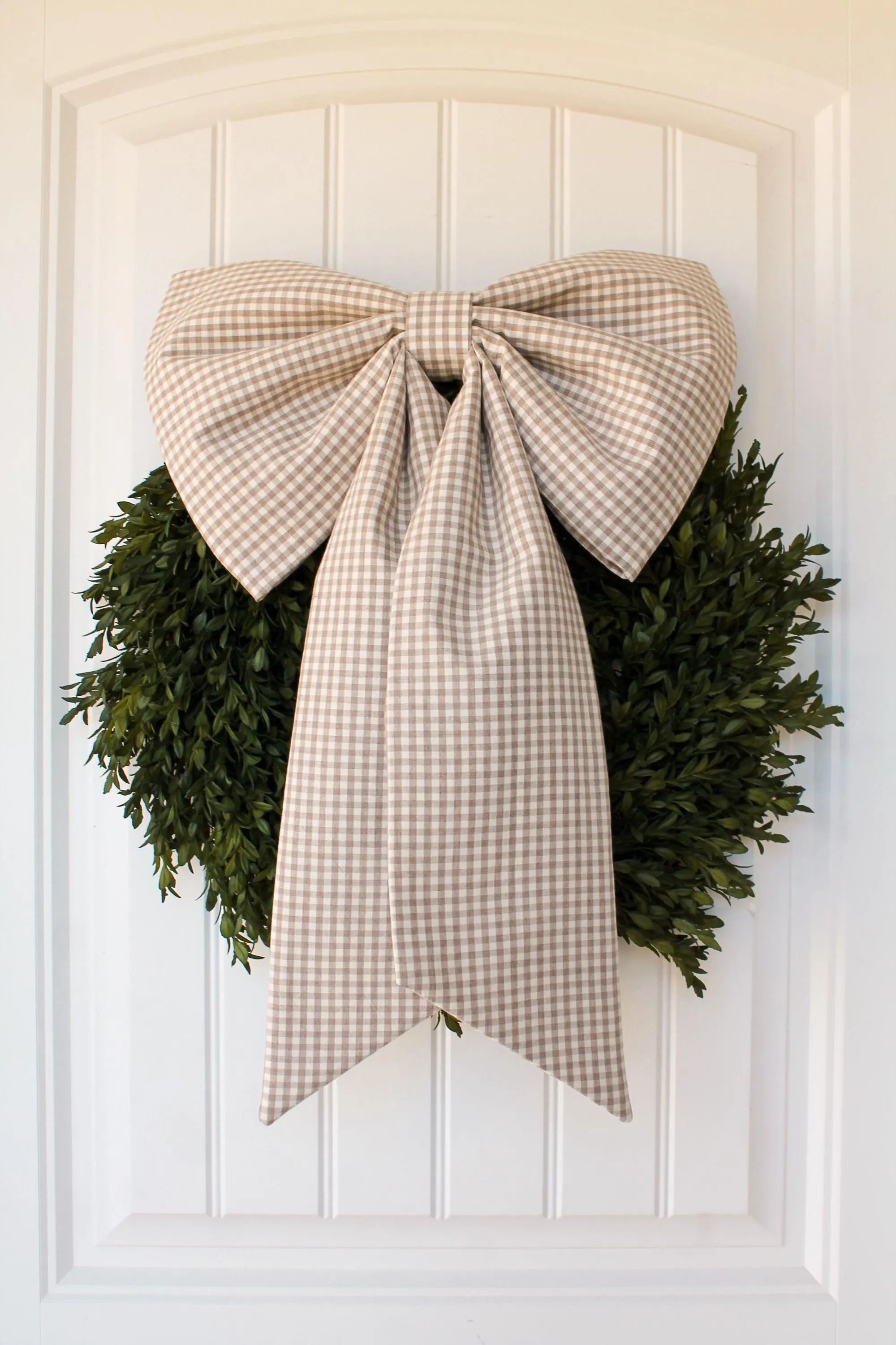 Large Beige and White Gingham Wreath Bow Sweet Honeycomb Oversized Fabric Bow | Etsy (Global)