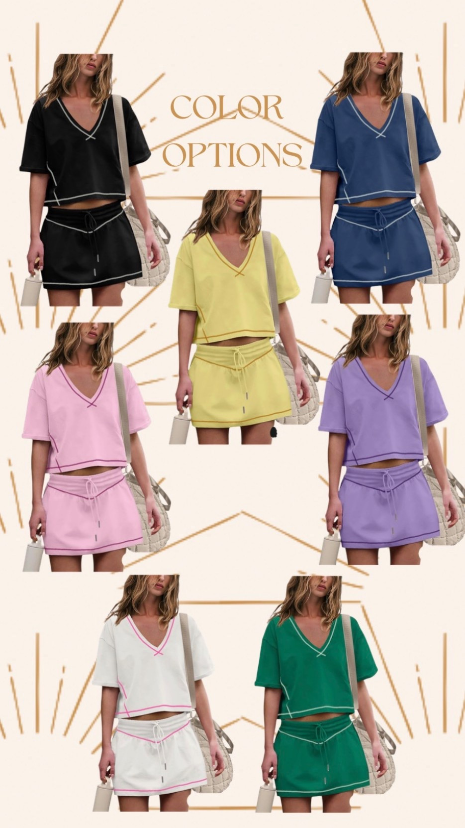 This is THE skort set for Spring! I love the oversized  v-neck cropped tee with the bright detail! This skort is so well made with a stretchy waistband, drawstring, built in shorts and flowy skirt! This is a must have to wear to cheer on your kids at their sports games this spring! It would look great as separates too and awesome with sneakers or sandals! Comes in tons of color options! Wearing a Small (size down, it runs big).

What to wear running errands, what to wear to a sports games, skort sets for women over 40, athletic sets for women

#amazon #skortset



#LTKActive #LTKOver40 #LTKmomlife