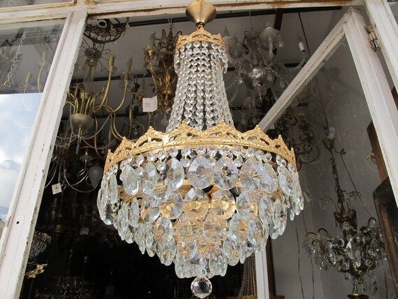 Antique Vnt French Basket Style Crystal Chandelier Ceiling | Etsy | Etsy (US)