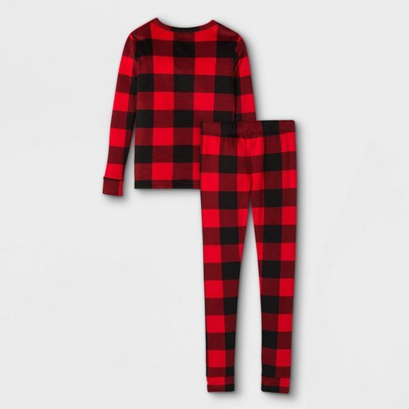 Boys' 2pc Snuggly Soft Buffalo Check Pajama Set - Cat & Jack™ Red/Black | Target