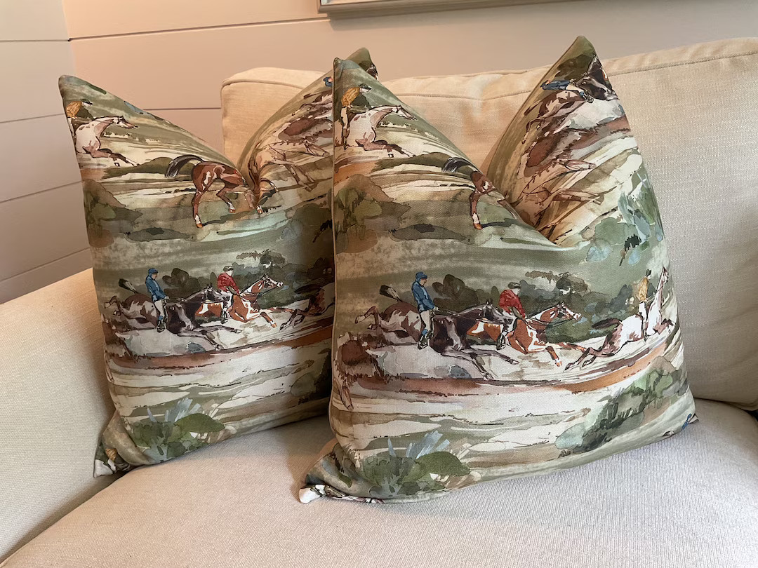 Mulberry Home “Morning Gallop” in Antique Pillow Cover | Etsy (US)