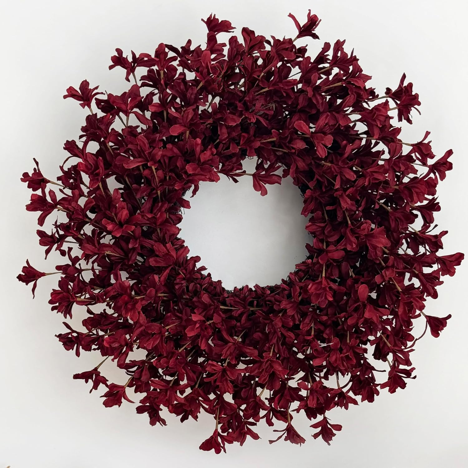 24 Inch Burgundy Fall Wreaths for Front Door, Artificial Forsythia Wreath | Amazon (US)