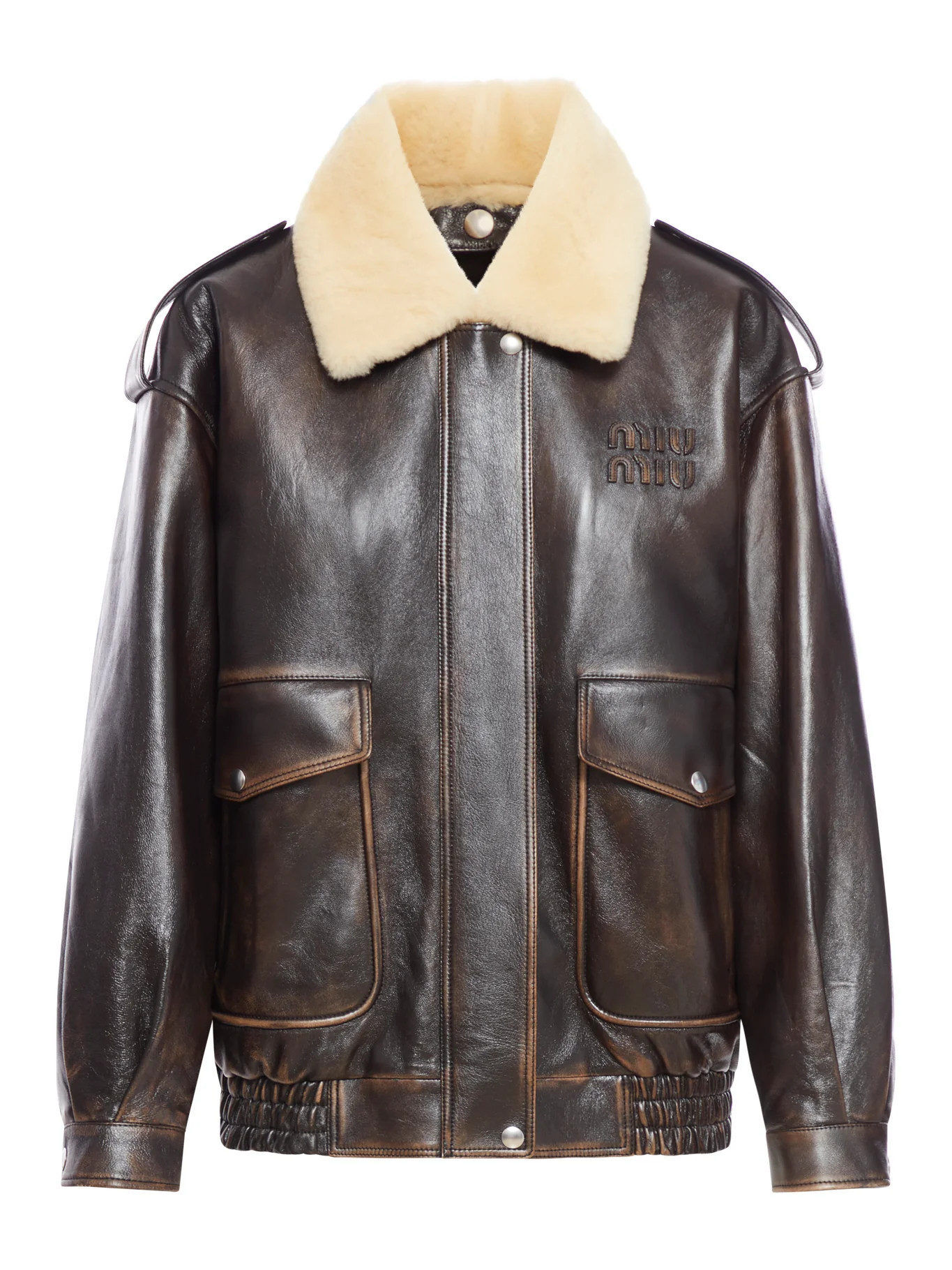 LAMBSKIN NAPPA JACKET WITH SHEARLING COLLAR - Miu Miu - Unisex | Suitnegozi INT