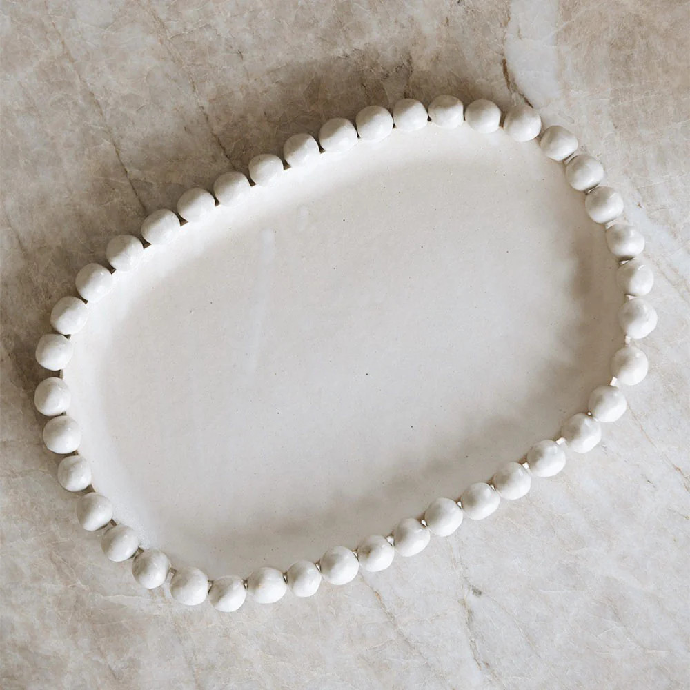 Large Beaded Ceramic Tray | Roan Iris