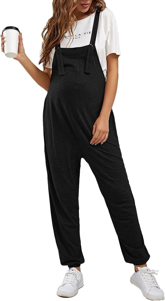 Verdusa Women's Maternity Sleeveless Bib Overall Jumpsuit Long Pants | Amazon (US)