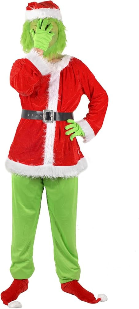 Green Monster Costume Christmas Adult, Halloween Outfit for Woman Men, Green Costume Santa Claus ... | Amazon (US)