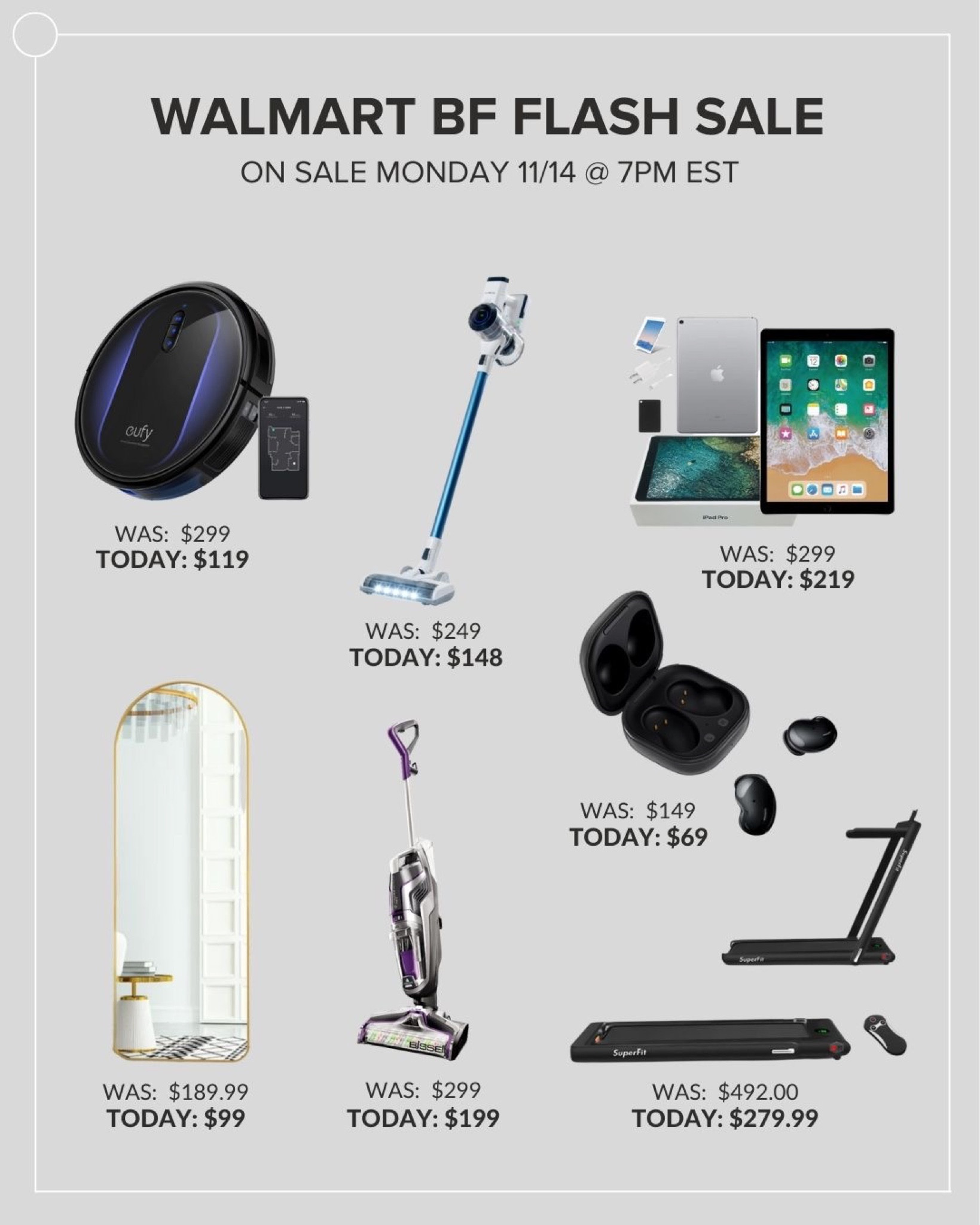 Walmart has Black Friday deals every Monday of November! Here’s the top items with massive savings for Monday 11/14 starting at 7pm EST. The Bissell PET vacuum is what I currently have for my Husky and it’s unbeatable for $100 off. 

#LTKsalealert #LTKhome #LTKCyberweek